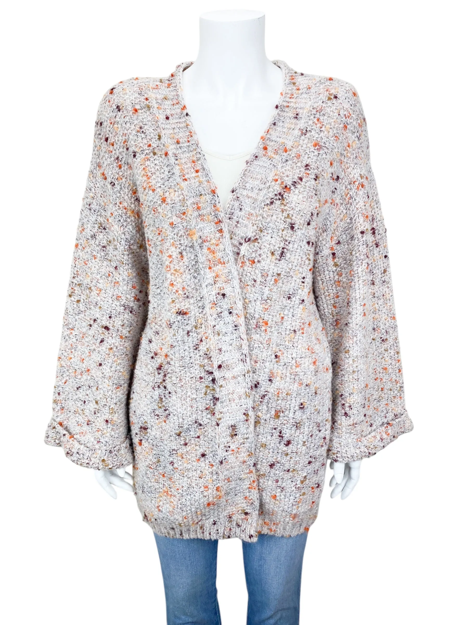 Anthropologie Isla Maude Women's Speckled Cardigan Sweater Ivory Multi Size S