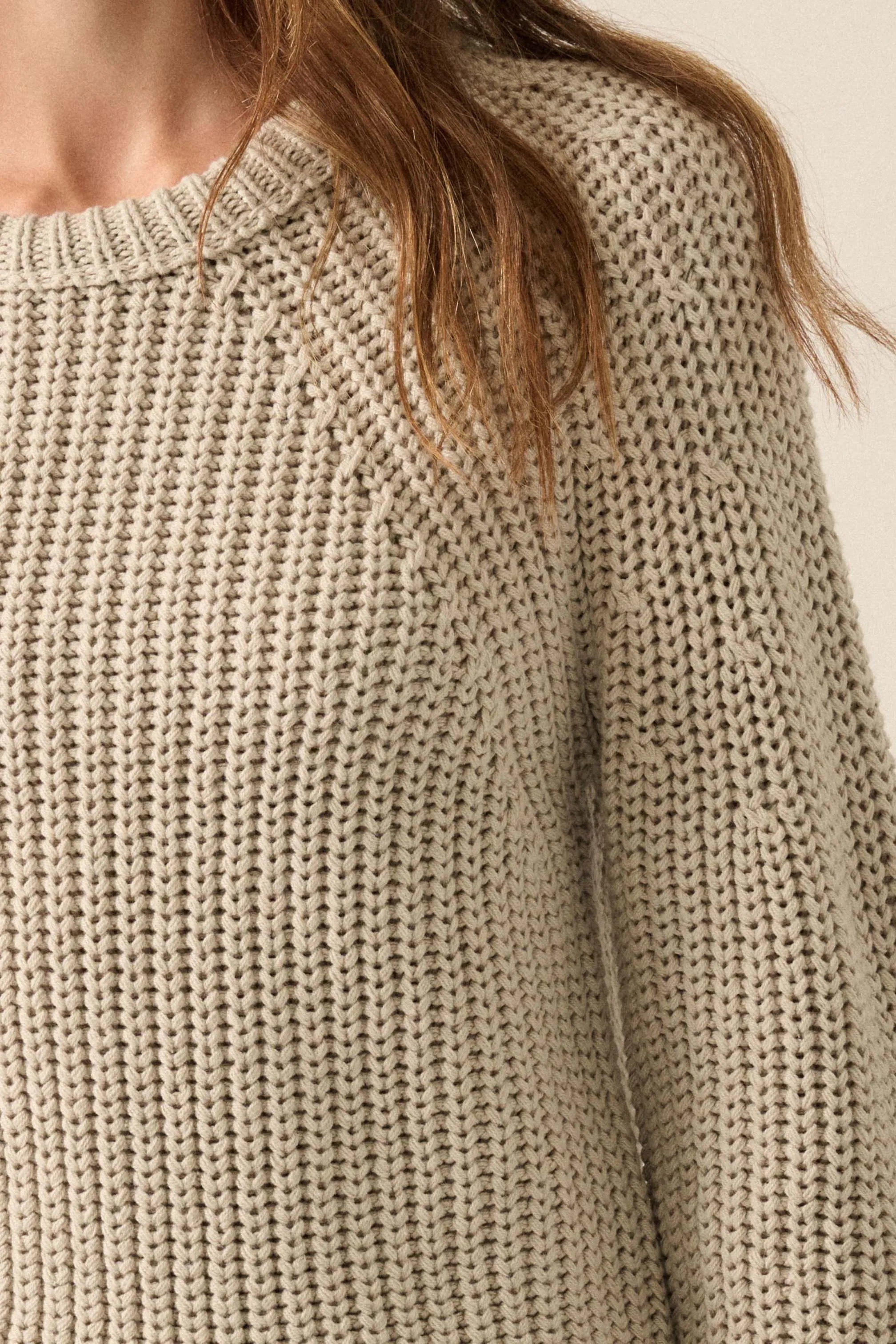 Best Self Chunky Ribbed Knit Raglan Sweater