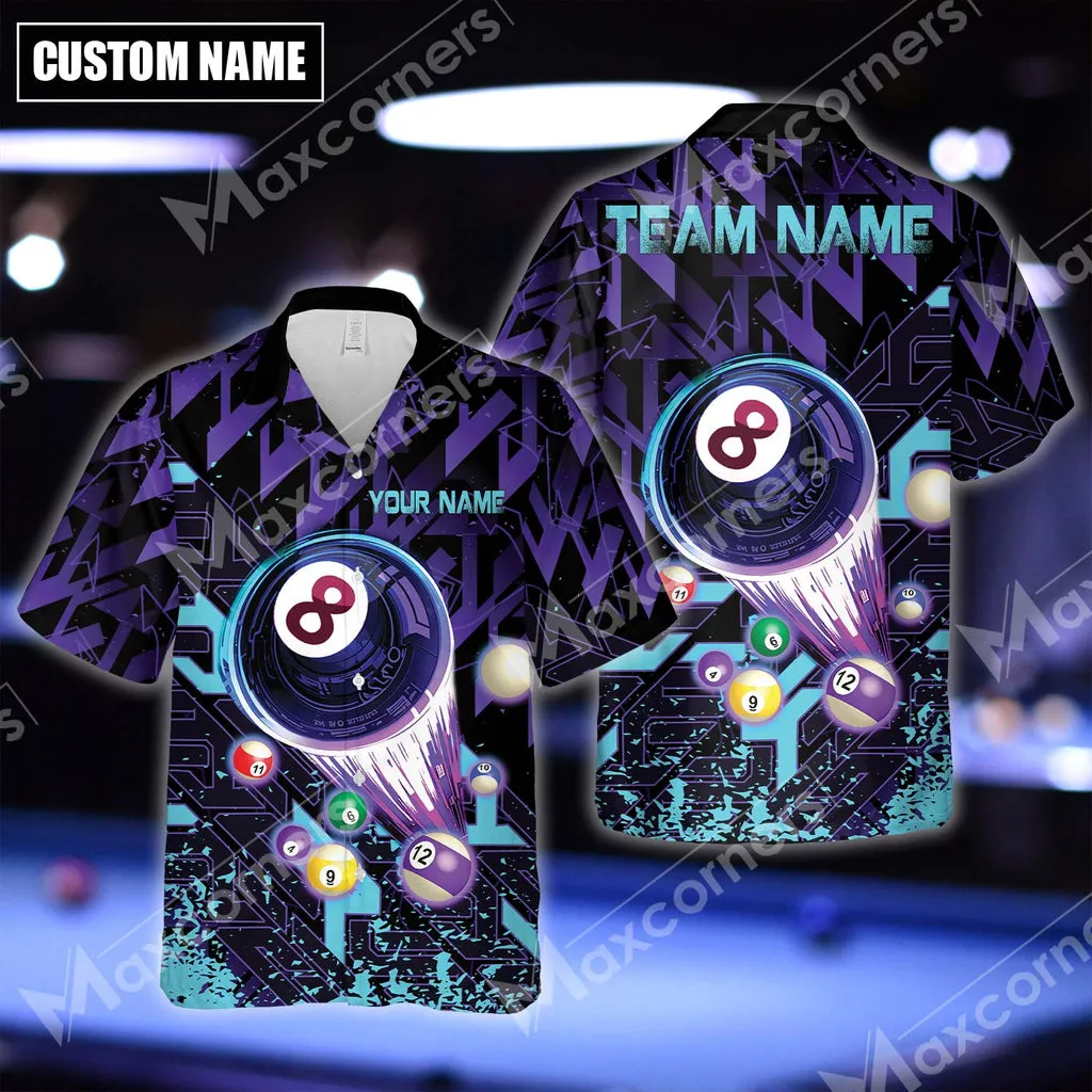 Billiards 8 Ball Abstract Grunge Multicolor Options Personalized Name Hawaiian Shirt