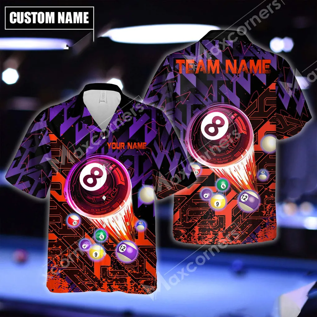 Billiards 8 Ball Abstract Grunge Multicolor Options Personalized Name Hawaiian Shirt