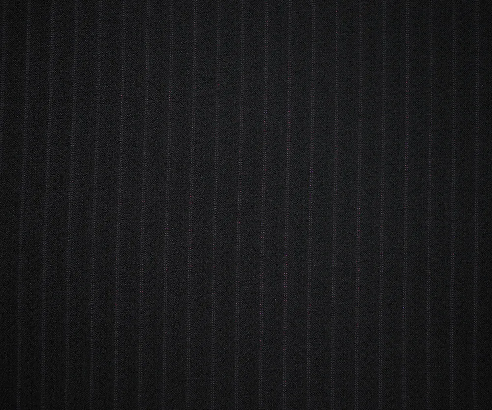 Black-Deep Purple Wool Polyester Dobby Striped Shirting Fabric