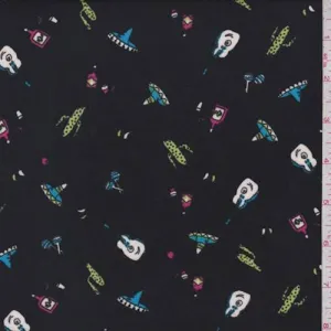 Black Fiesta Double Brushed Jersey Knit Fabric