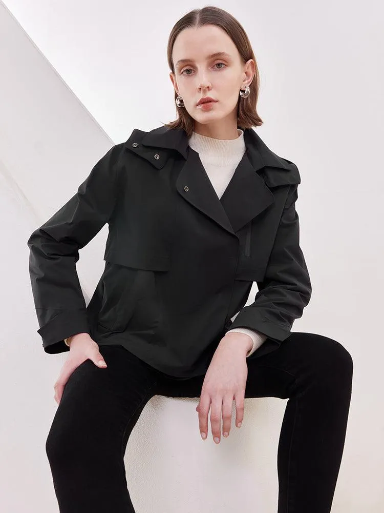 Black Waterproof Crop Coat