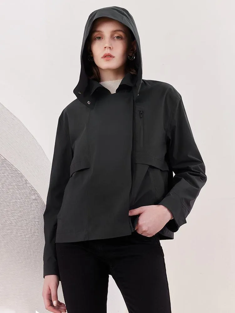 Black Waterproof Crop Coat