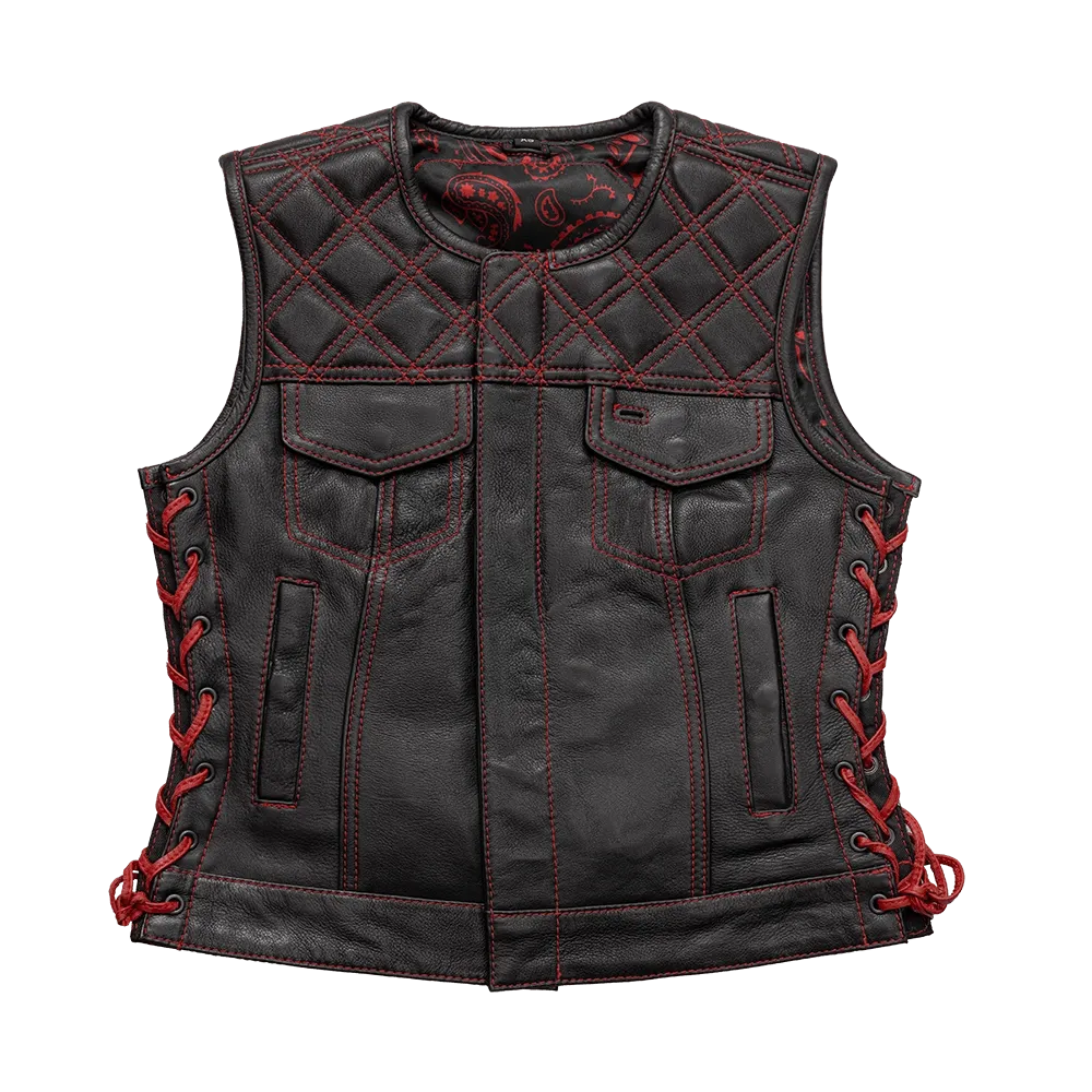 Bonnie - Women's Motorcycle Leather Vest - Diamond Quilt