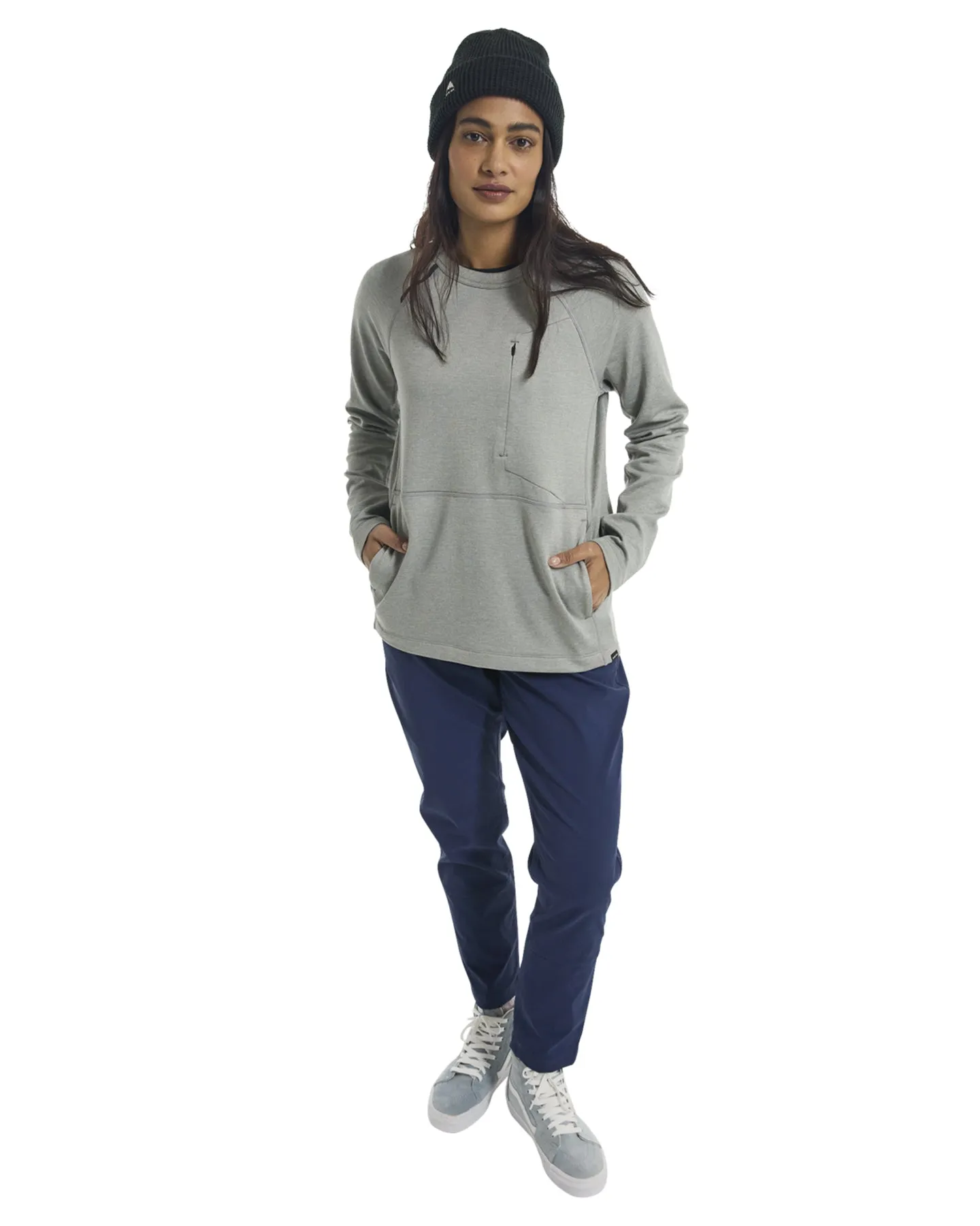 Burton Women's Multipath Grid Crewneck Fleece - Sharkskin