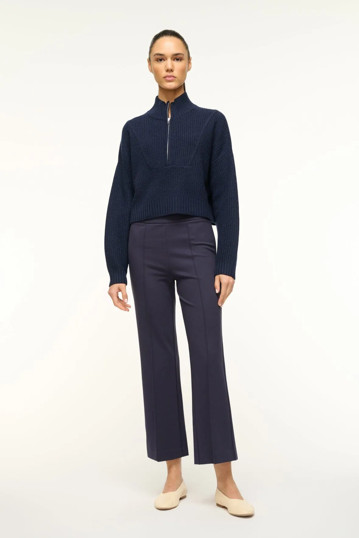 CASHMERE CROPPED HAMPTON SWEATER | NAVY