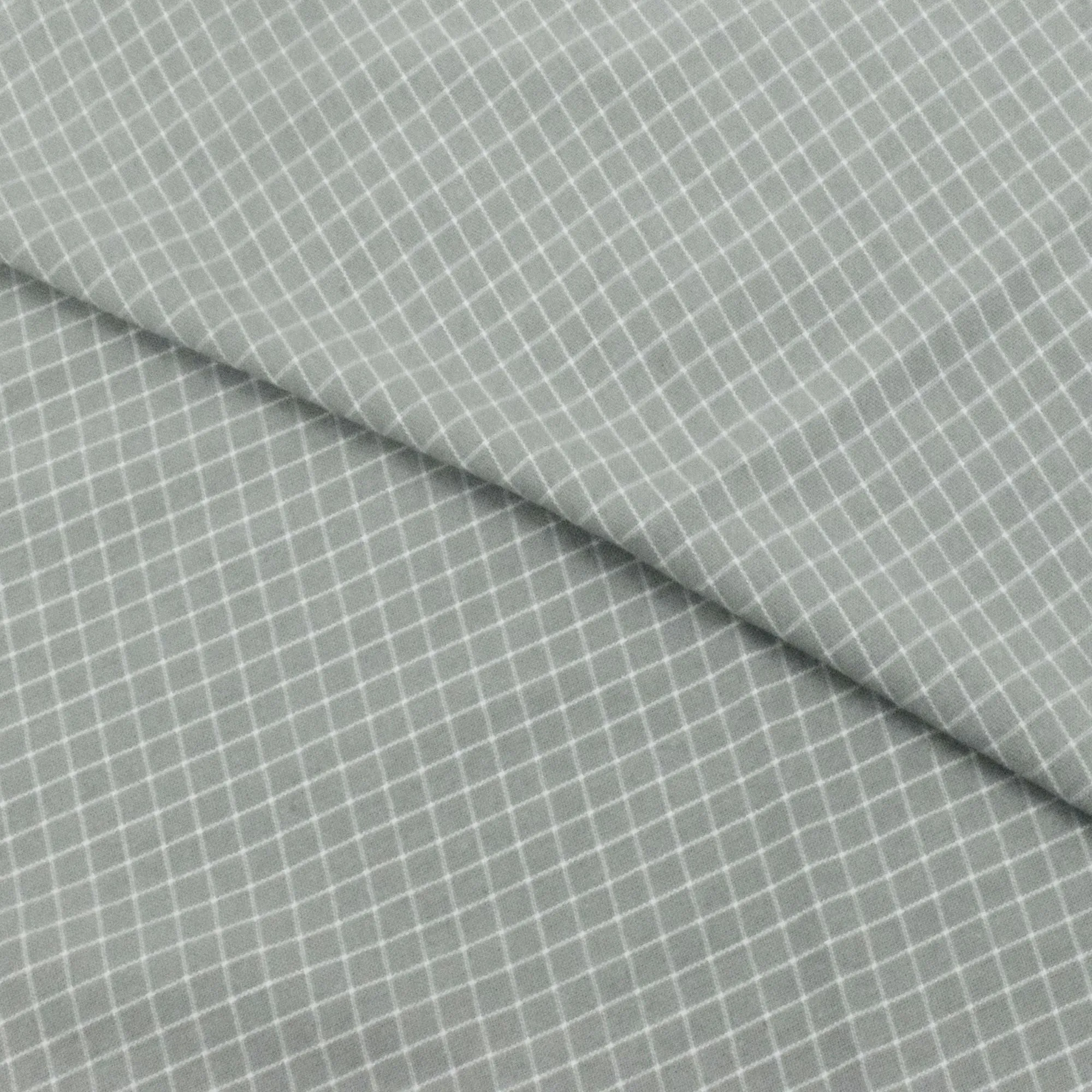 Cloud Gray-White Grid Plain Woven Shirting Fabric