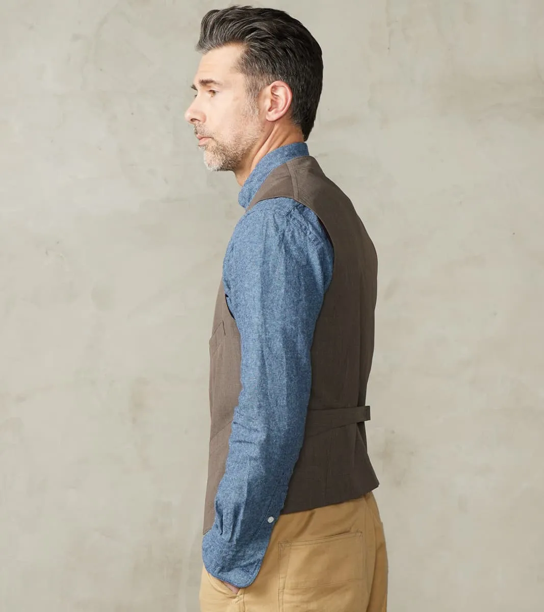 English Dress Hunt Vest - Dark Natural Optim® Wool Gabardine