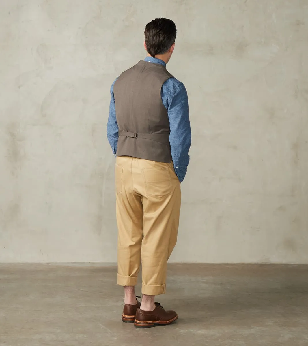 English Dress Hunt Vest - Dark Natural Optim® Wool Gabardine