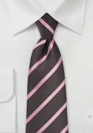 Espresso and Pink Repp&Regimental Striped Necktie