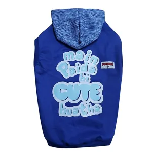 Fetcher Royal Blue 'Main Paida Hi Cute Hua Tha' Printed Premium Warm Fleece Hoodie for Dogs and Cats (Royal Blue)