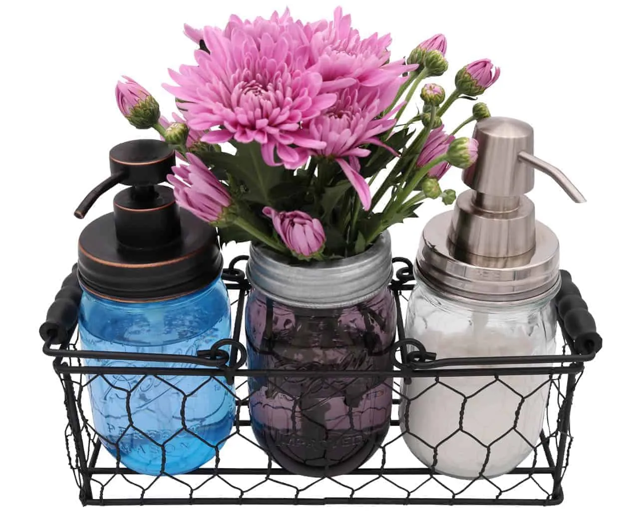 Galvanized Metal Flower Organizer Frog Lid for Mason Jars