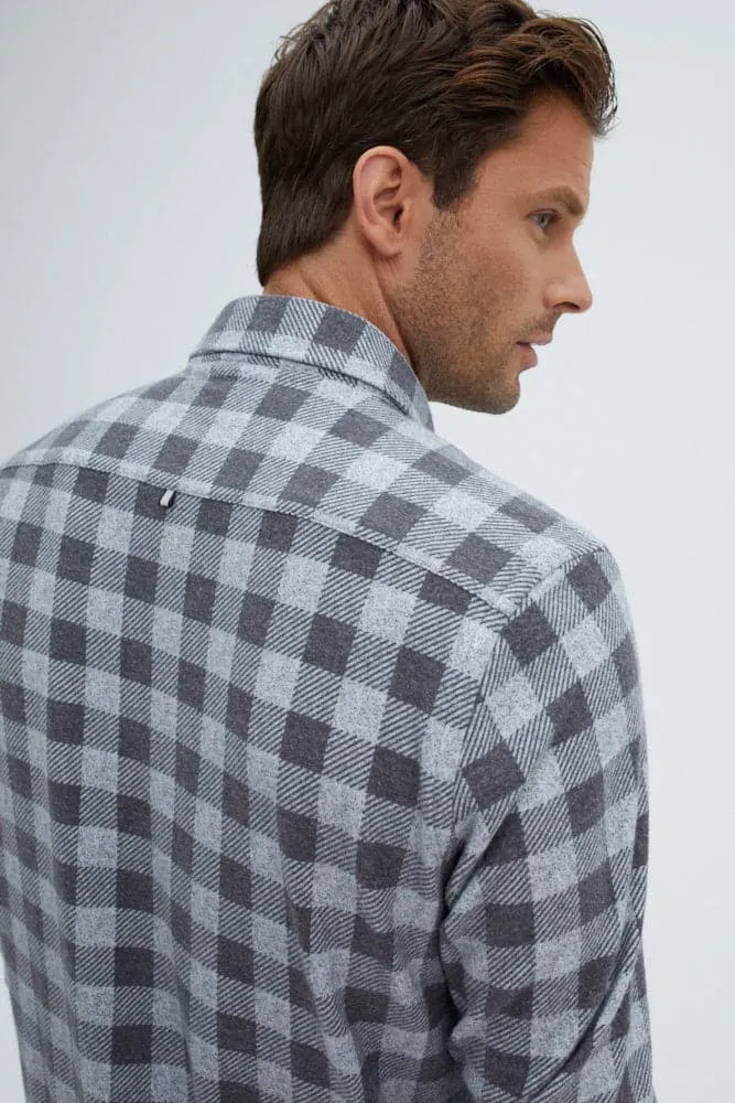 Grey T-Series  Jersey Long Sleeve Fleece Check Shirt