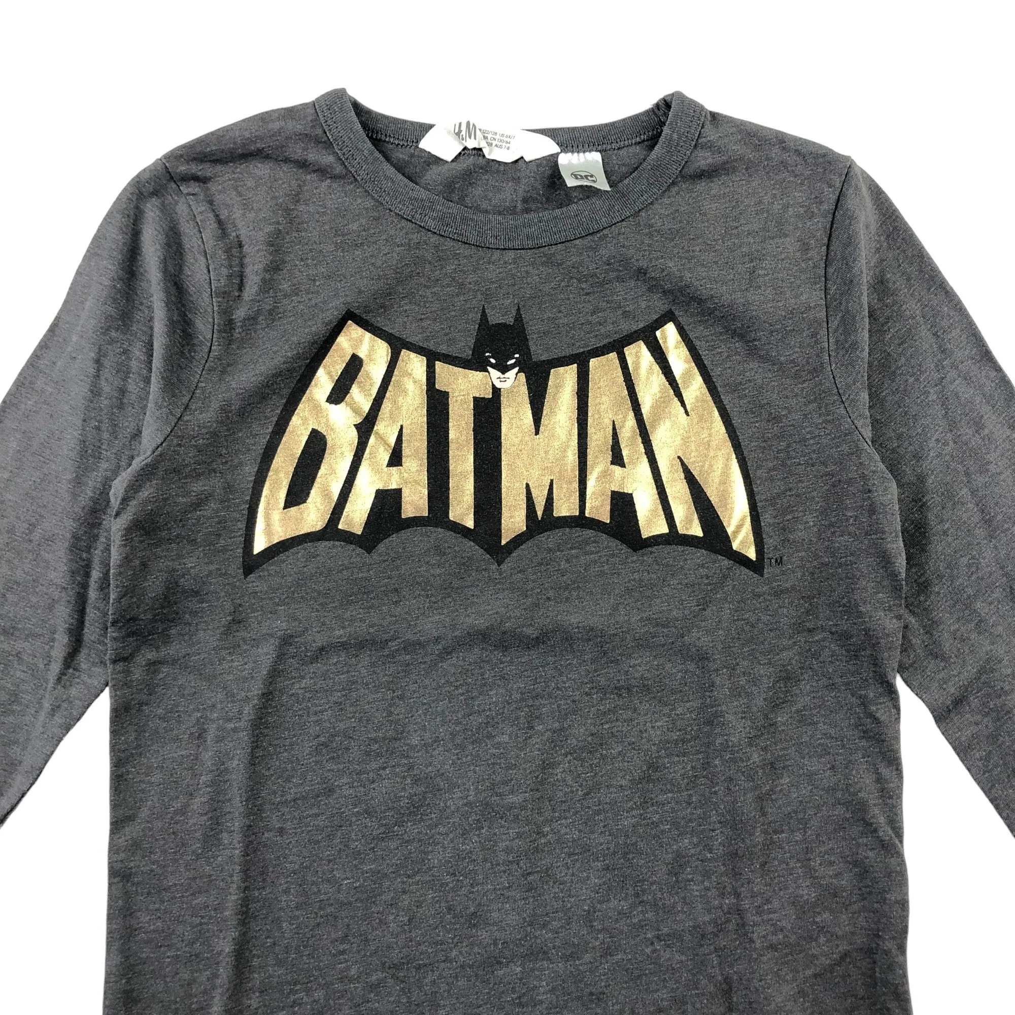 H&M t-shirt 6-8 years grey golden Batman logo long sleeve