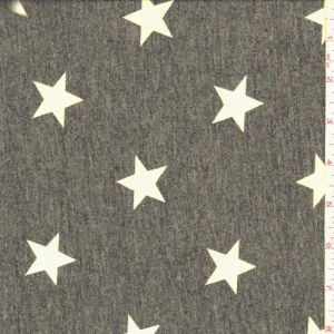 Heather Black Star Baby French Terry Knit Fabric