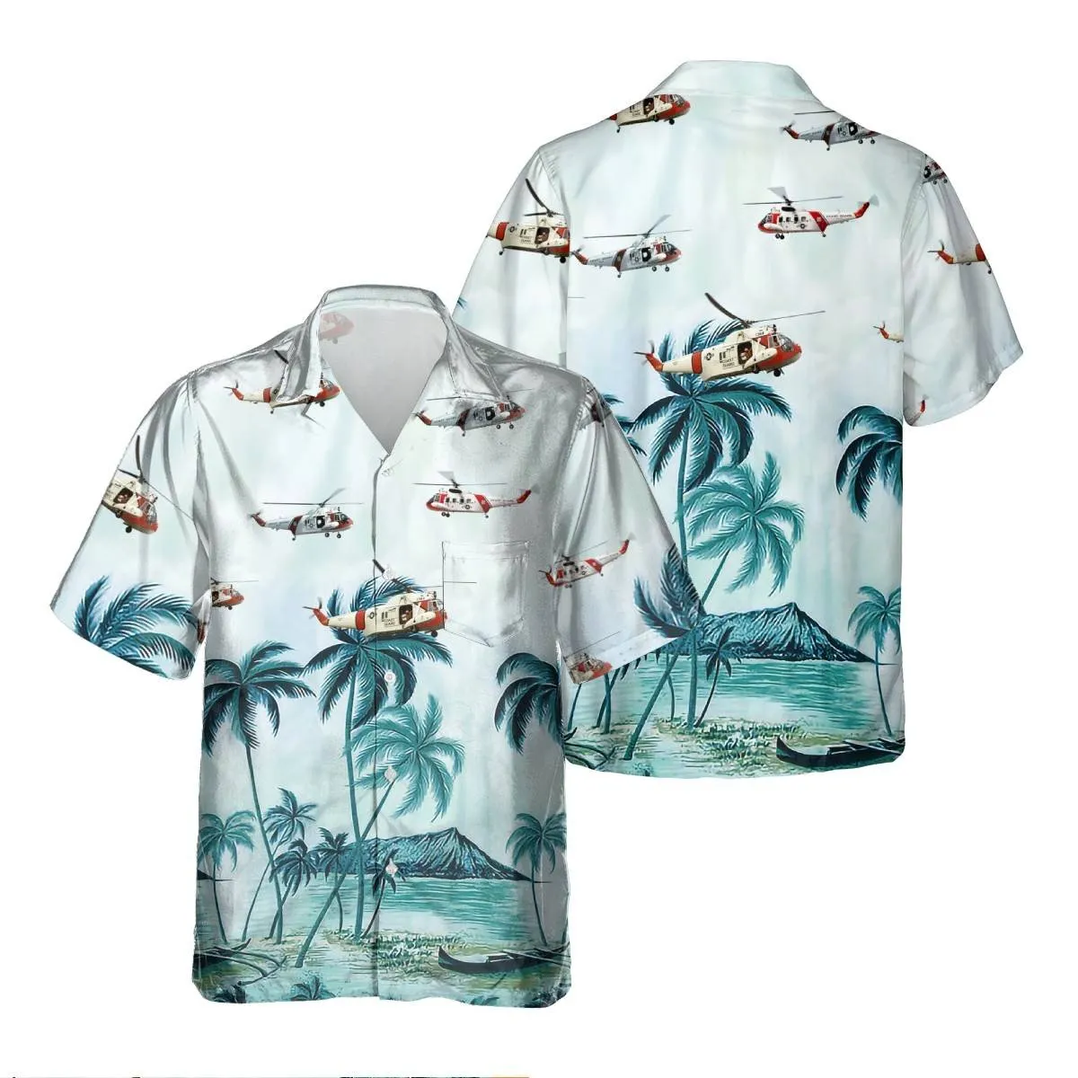 HH-52A Seaguard Hh52A USCG Hawaiian Shirt, Hawaiian Shirt for Men Dad Veteran, Patriot Day, Aircraft Shirt