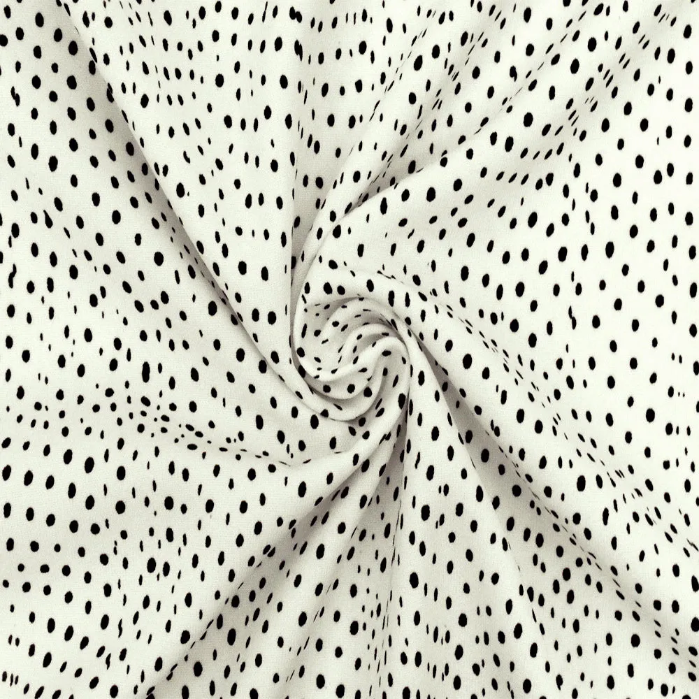 Ivory-Black Famous Designer Spots Printed Faille Fabric