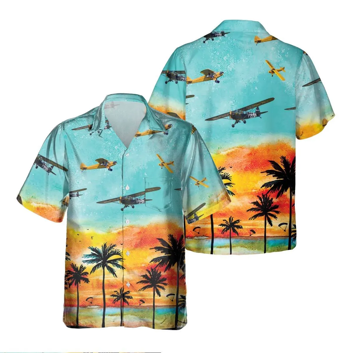 J-3 Cub J3 Hawaiian Shirt, Hawaiian Shirt for Men Dad Veteran, Patriot Day, Aircraft Shirt