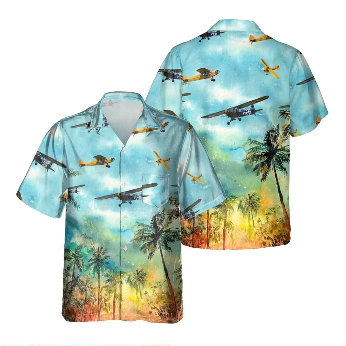 J-3 Cub J3 Hawaiian Shirt, Hawaiian Shirt for Men Dad Veteran, Patriot Day, Aircraft Shirt