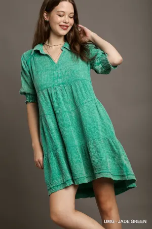 Jade Mineral Wash Cotton Gauze Dress