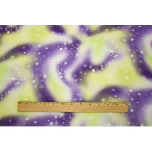 Lavender/Lime Yellow/White Galaxy Printed DTY Brushed Knit Fabric