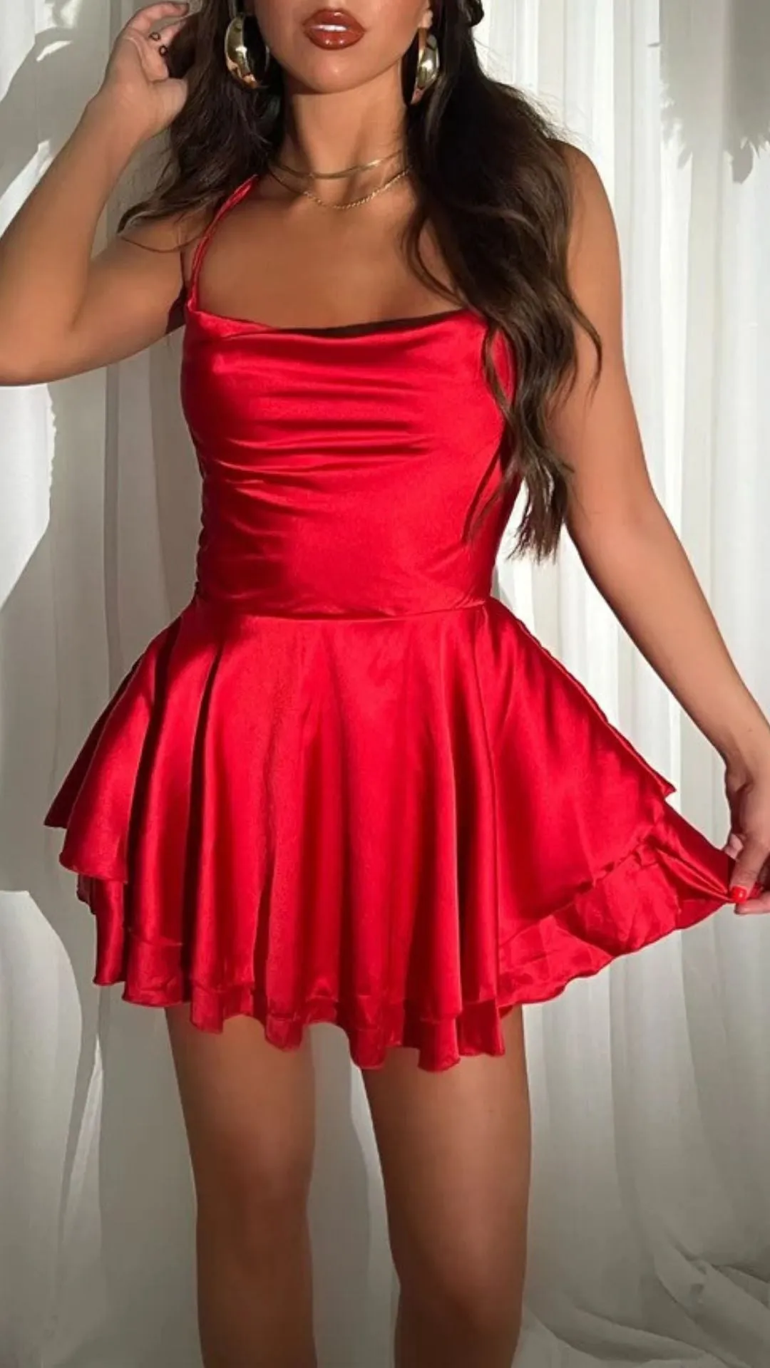 Layered Mini Satin Dress