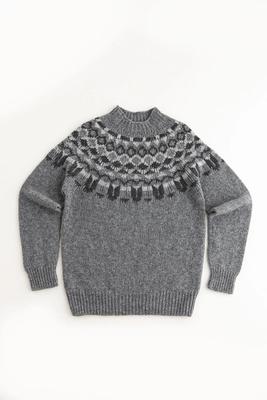 Mens Fair isle Brodgar Yoke Jumper - Grey