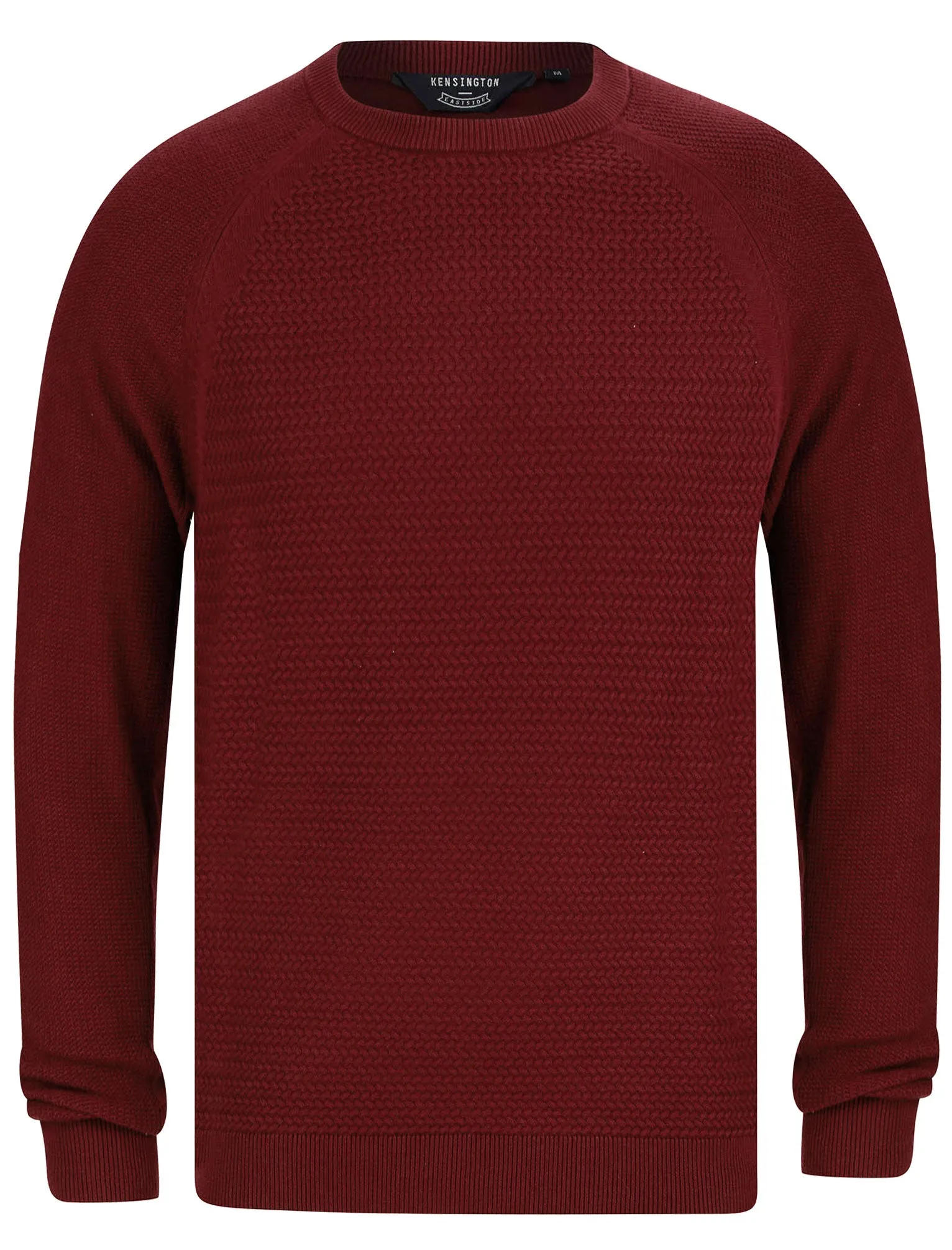 Mullens Crew Neck Textured Knit Cotton Jumper In Claret - Kensington Eastside