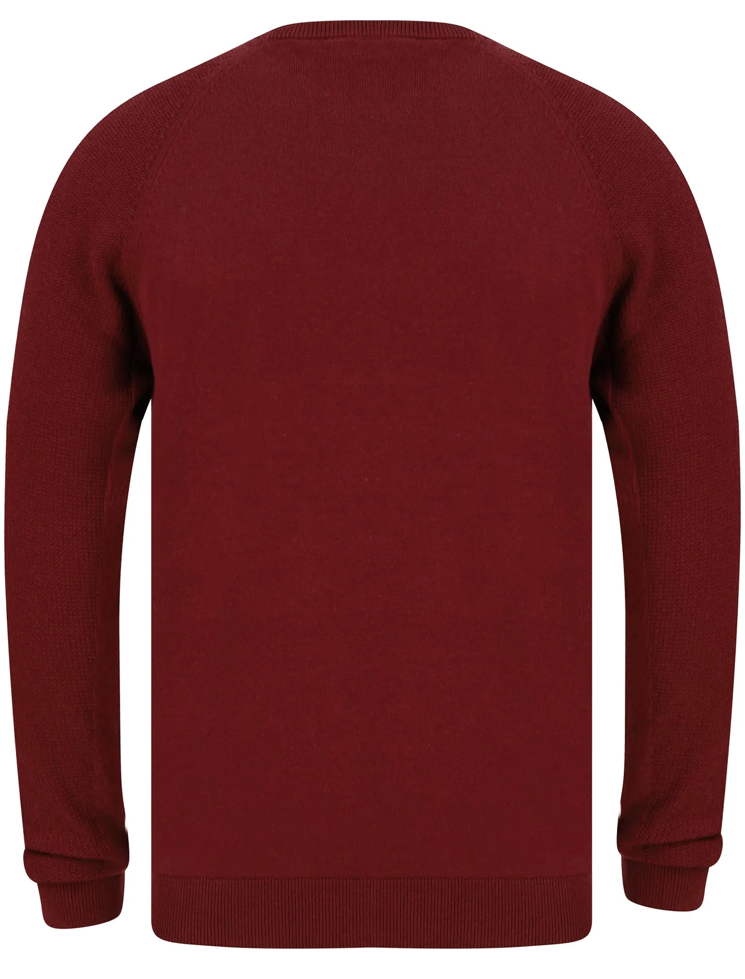 Mullens Crew Neck Textured Knit Cotton Jumper In Claret - Kensington Eastside