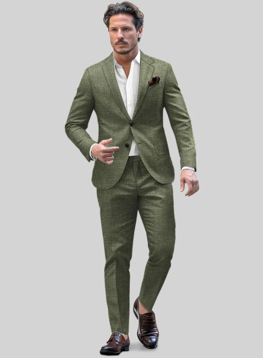 Noble Dew Green Wool Silk Linen Suit