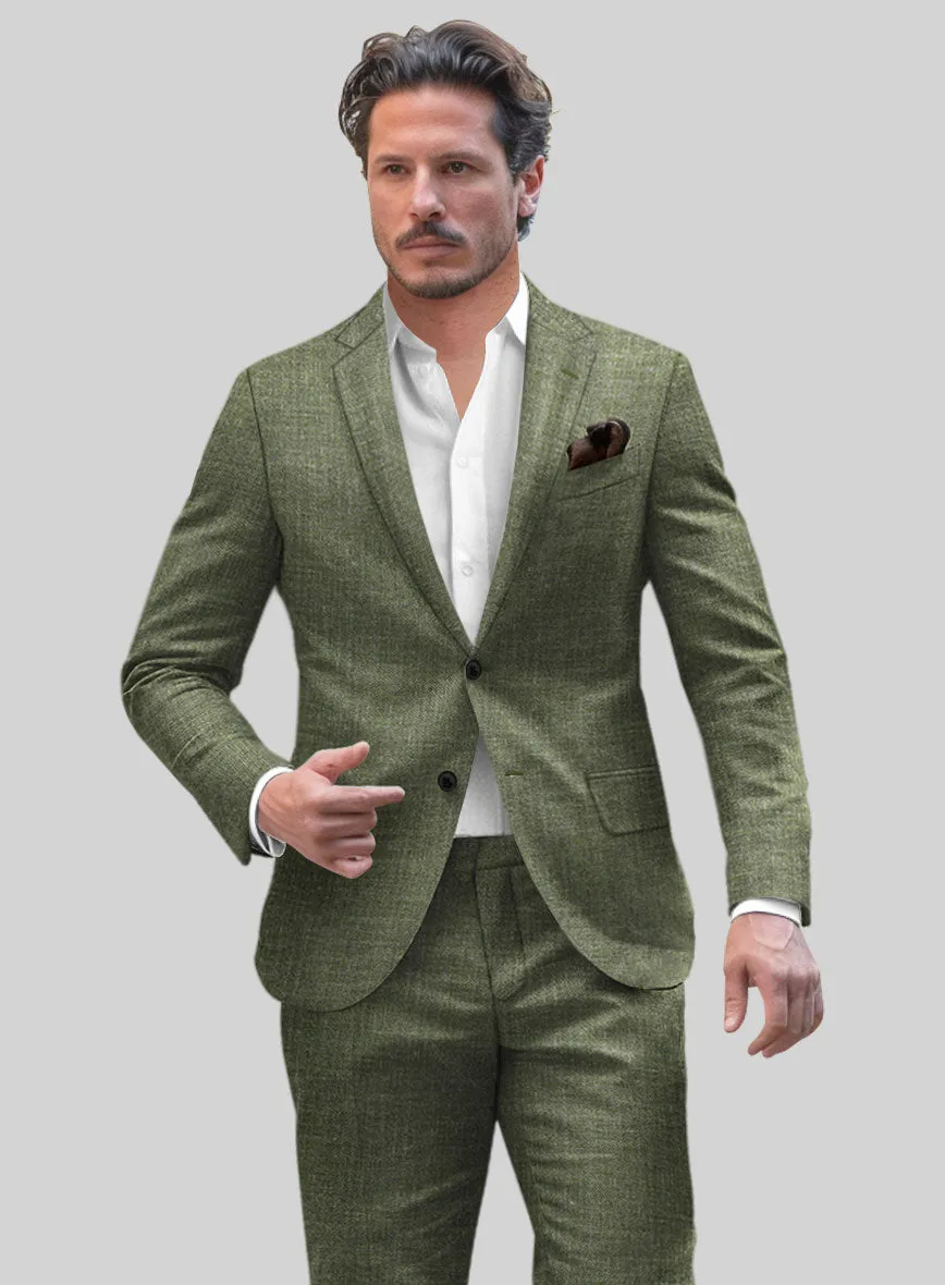 Noble Dew Green Wool Silk Linen Suit