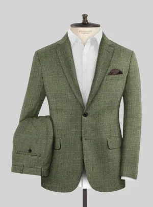 Noble Dew Green Wool Silk Linen Suit