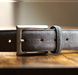 Nubuk Grey 100% Leather Belt