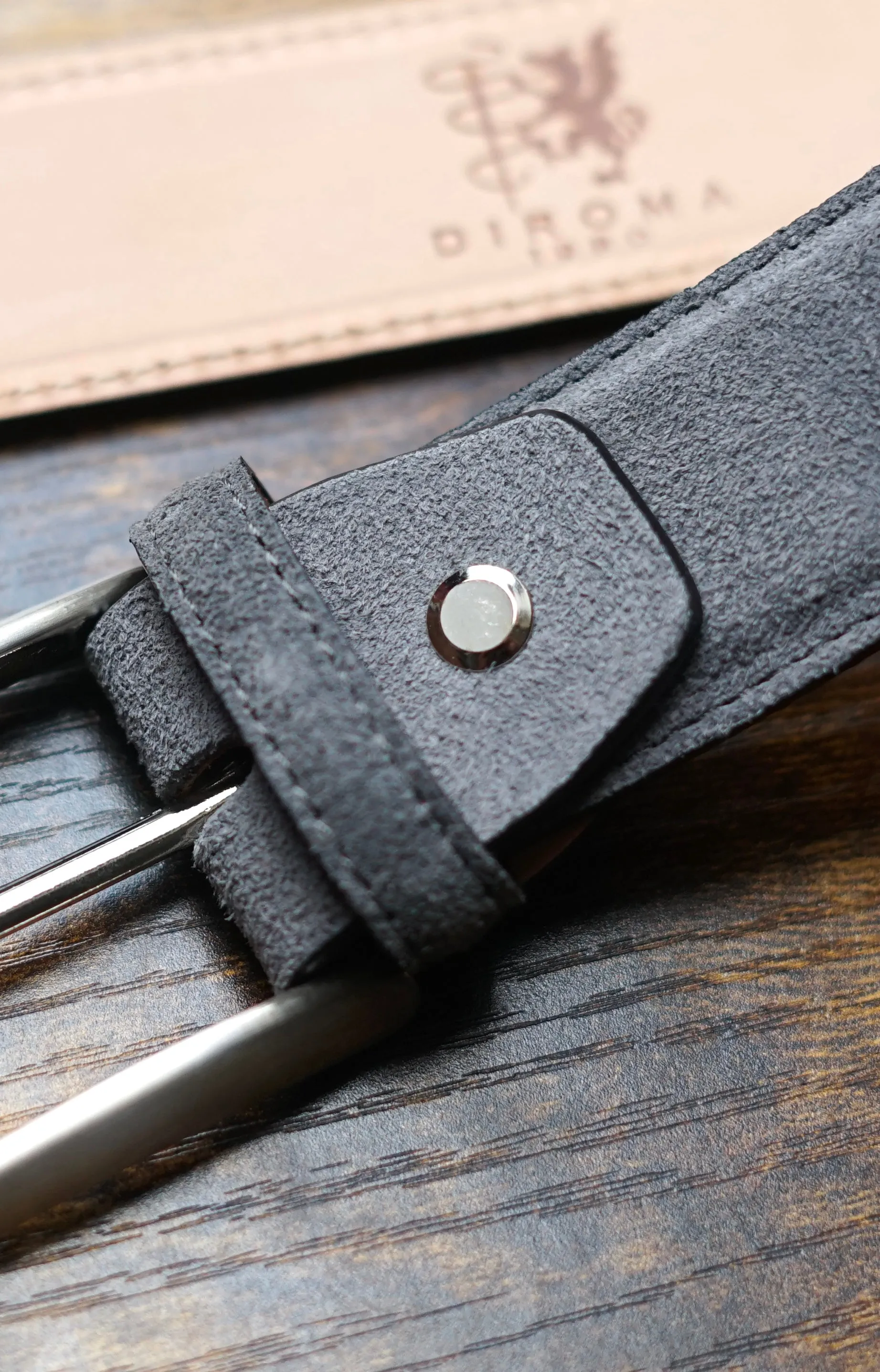 Nubuk Grey 100% Leather Belt