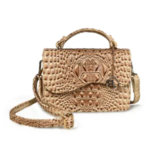 Pelle Luxur Women's Light Brown, Premium PU Sling Bag, Small Size with Magnet clasp Closure