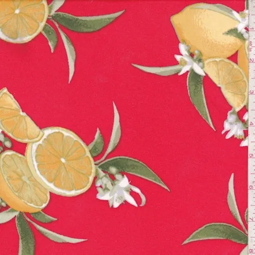 Red Lemon Bunch Double Brushed Jersey Knit Fabric