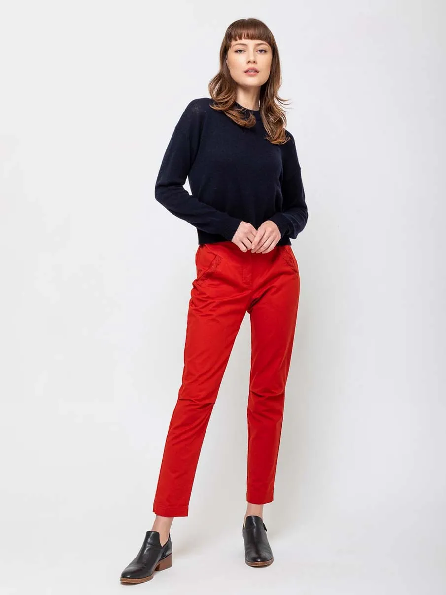 Round Neck Cropped Sweater - Deep Night