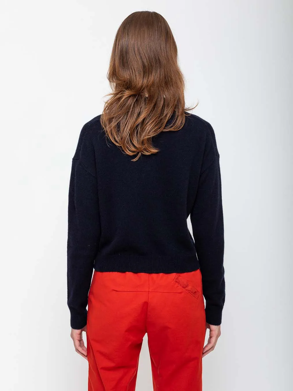 Round Neck Cropped Sweater - Deep Night