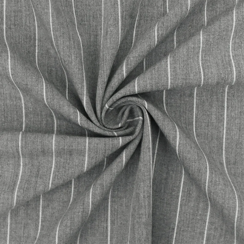 Stone Gray-White Stripe Stretch Twill Woven Fabric