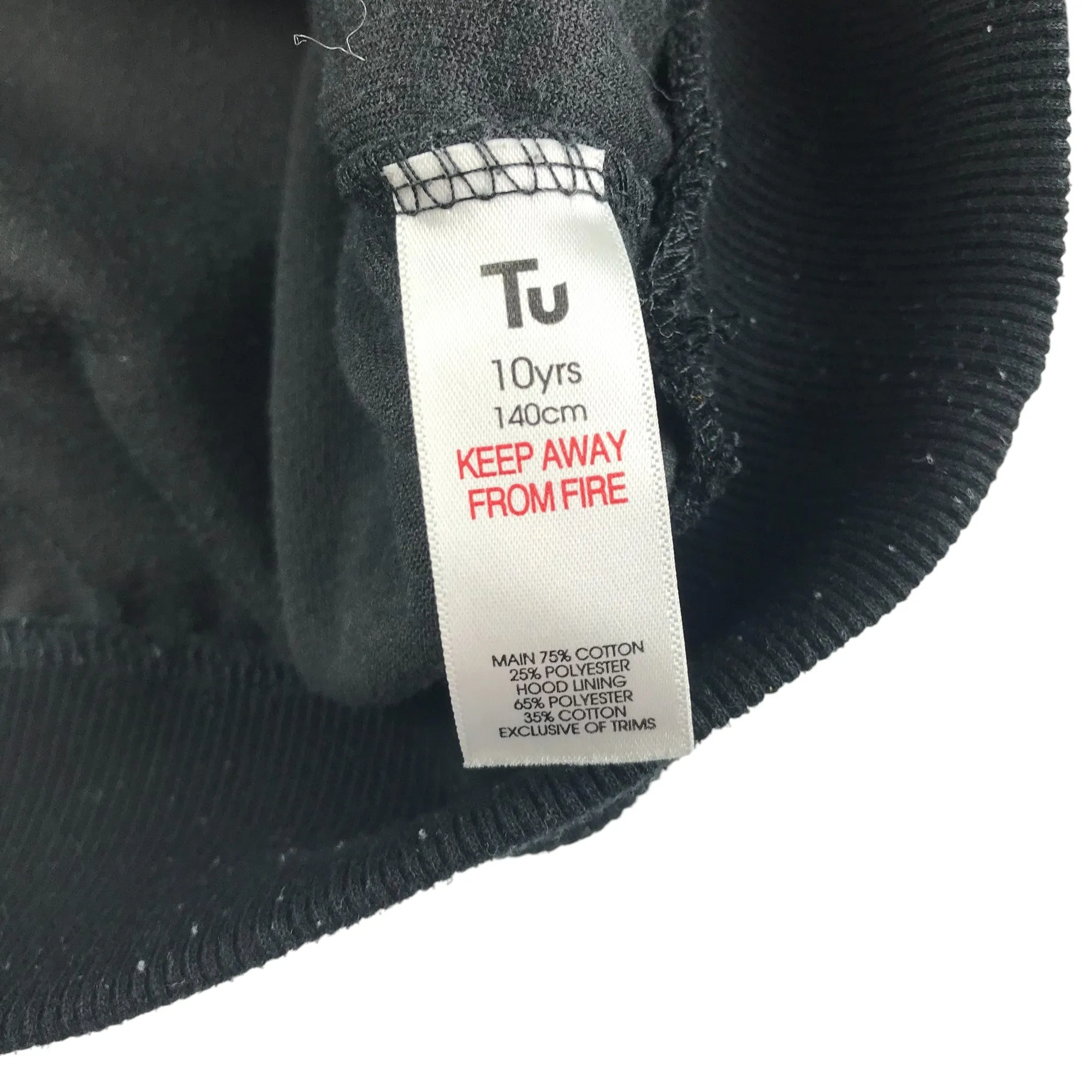 Tu hoodie 9-10 years black sequin starry velour