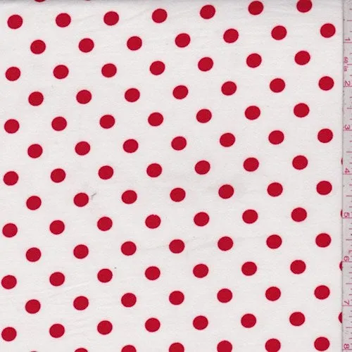 White/Ruby Dot Double Brushed Jersey Knit Fabric